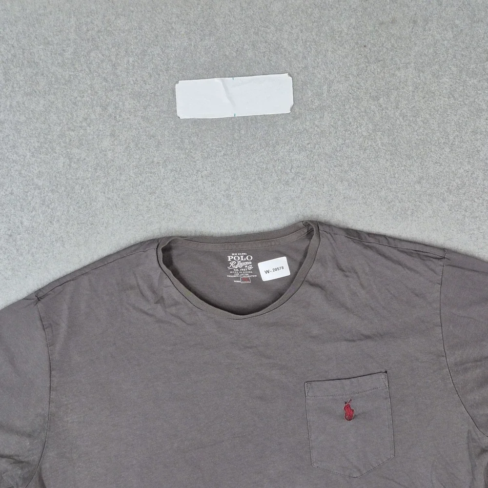 Polo Ralph Lauren Men Shirt XL Gray Embroidered Pony Pocket Short Sleeve READ